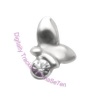 Resting Butterfly - Clear  - Silver Nose Stud
